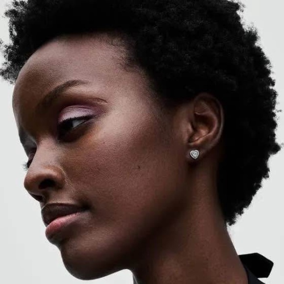 Elevated Heart Stud Earrings Sterling silver PANDORA perfect valentines gift - Picture 8 of 9